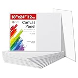 Simetufy 18x24inch 12Pcs Large Flat Canvas Boards Panels for Painting, Gesso Primed Acid-Free 100% Cotton Art Boards for Acrylics Oil Watercolor Tempera Paints