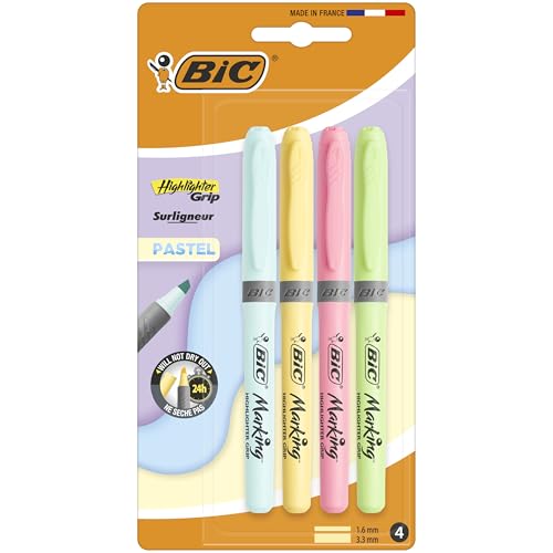 BIC Highlighter Grip Pastel Zakreślacz Blister 4szt