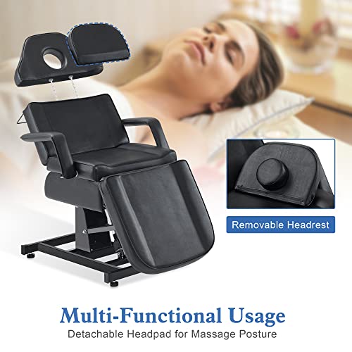 Barberpub Tattoo Table, Electric Tattoo Chair For Client, Facial Bed For Esthetician, Tattoo Bed With 3 Motors Electric Adjustment 2751 (Black) #TOP3