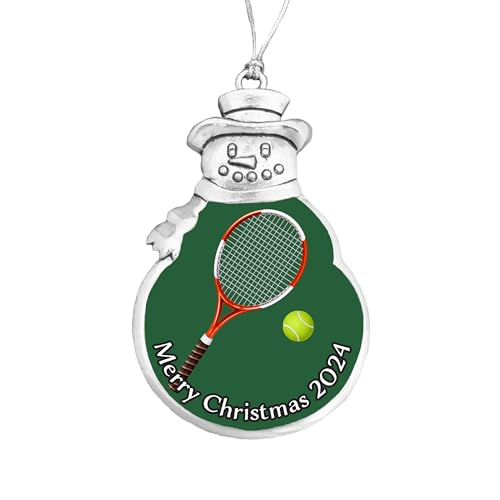 Tennis Racket Racquet Christmas Silver Ornament Choose Snowman Snowflake or Bulb (Snowman)