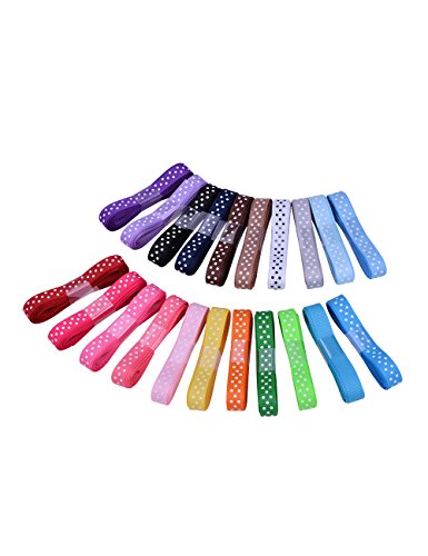 Ribest 3/8 Inch Polka Dot Grosgrain Ribbon Set For Gift Wrapping And Bow Hair Accessories-40 Yards (2 Yards*20 Colors) #TOP1