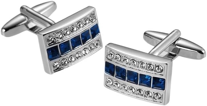 Metallic Silver Cufflinks with Diamonds Men's Dress Cuff Cuff Nails French Shirt Button Nails