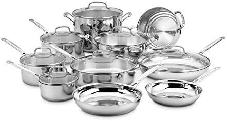Cuisinart 77-17N Stainless Steel Chef's Classic Stainless, 17-Piece, Cookware Set
