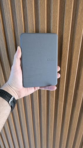 Case capa compativel kindle (16 GB - modelo 2024) + pelicula CAPA COM ALÇA (CINZA ESCURO)