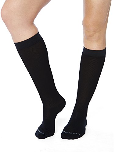 Tommie Copper Women's Core Compression MicroModal Over The Calf Socks, Black, 7-9.5