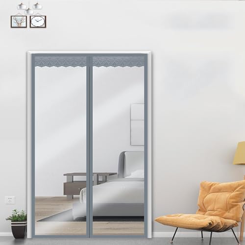 Cortina de Puerta con Aislamiento Térmico Transparente Cortinas a Prueba de Sonido para Puerta,Magnética Cocina Puerta per Exterior Salon Cortina Puerta para Dormitorio (100x210cm)