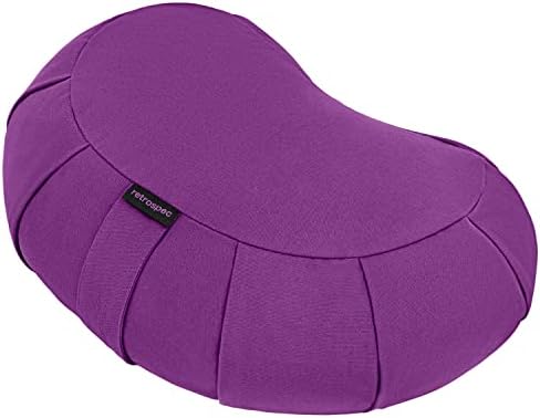 Retrospec Sedona Zafu Meditation Cushion Filled w/Buckwheat Hulls - Yoga Pillow for Meditation Practices - Machine Washable 100% Cotton Cover & Durable Carry Handle Round & Crescent, 1 Count (Pack of 1)