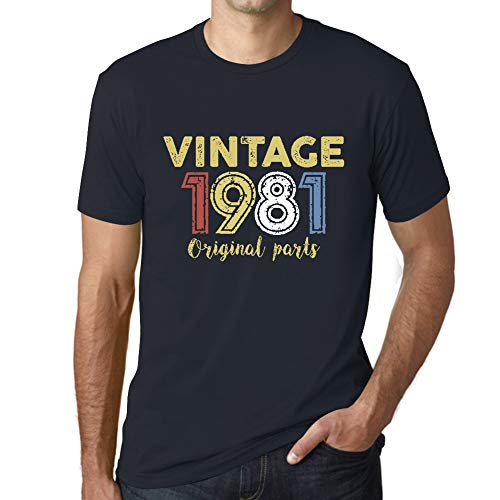 Homme Tee-Shirt Pièces d'origine 1981 – Original Parts 1981 – 44 Ans T-Shirt Graphique Idée Cadeau 44e Anniversaire Vintage Année 1981 Nouveauté Marine M