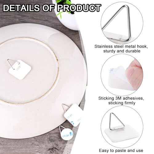 Image of 30 PCS Adhesive Picture Hanger, Plastic Sticky Photo Hooks Foamboard Picture Hanging Hook Without Nails for The Wall Hooks Decorative Plates Wall Art(Round Square)
