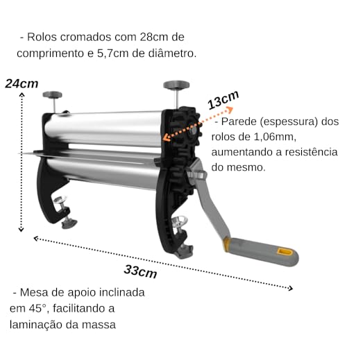 Cilindro de Massas Mariella Cromado Anodilar Preto