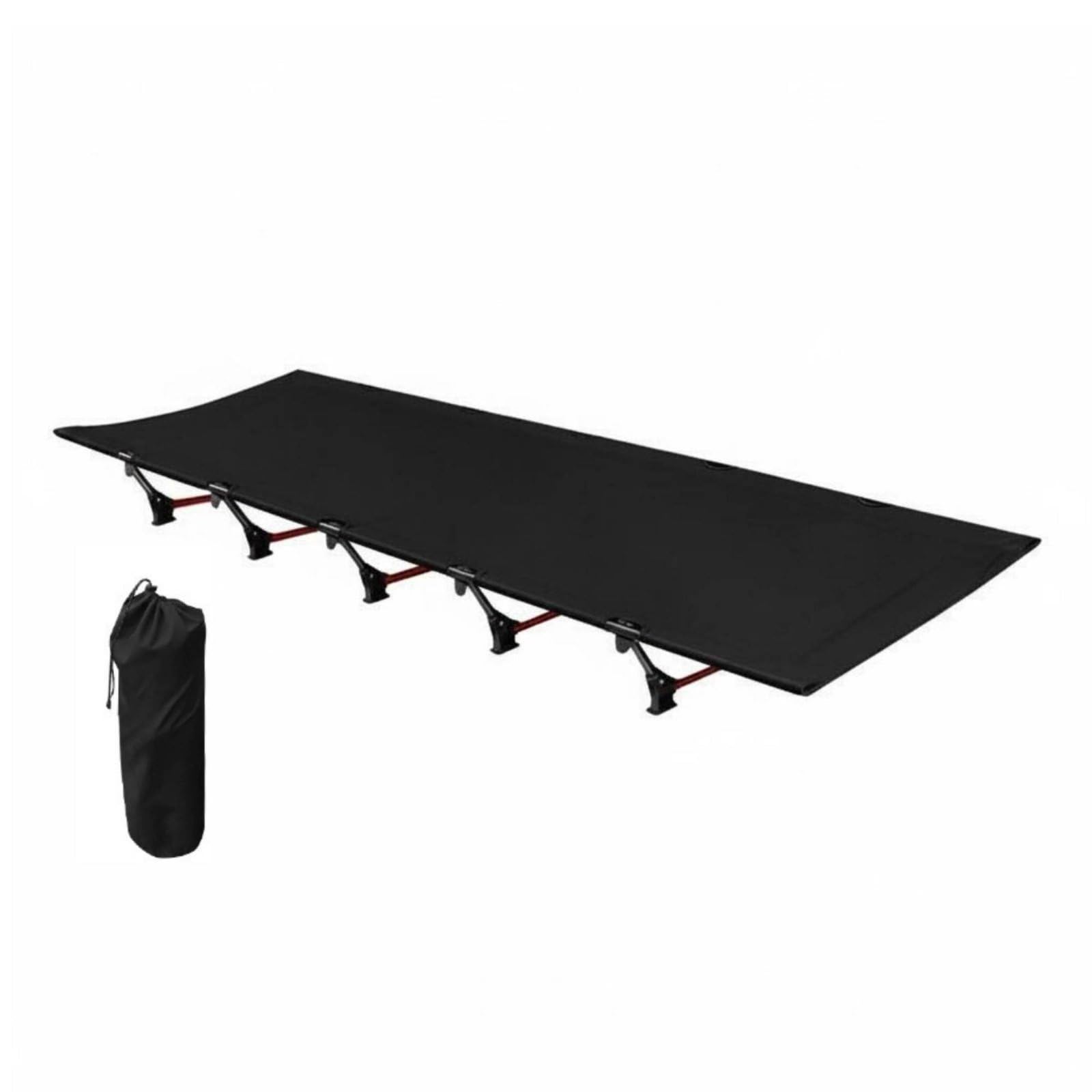 MERIGLARE Lit de Camping Pliant Aluminium Couchette Portable Lit de Repos Lit de Camp Cadre en Alliage 7075 avec Toile Oxford et Mécanisme de Verrouillage Adapté au Camping Plage Invités, Noir