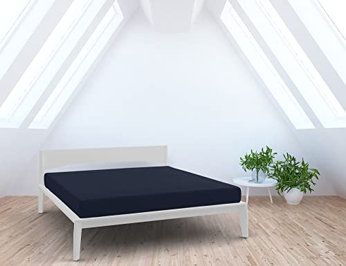 Italian Bed Linen Fitted Sheet "Elegant" with Corner, Microfiber, Maxi double, Dark blue - Image 3