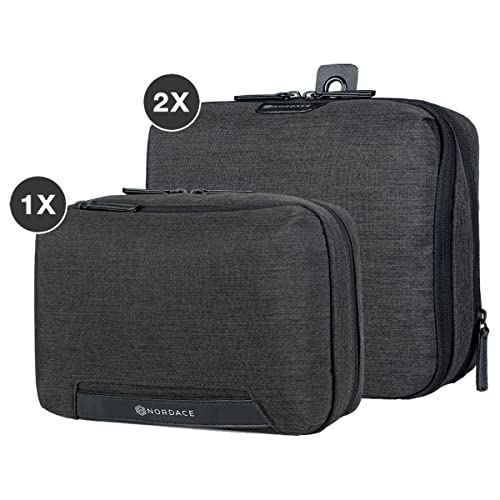Image of Nordace Travel Packing Organizers Set for Men and Women - 2x Packing Cubes & 1x Wash Pouch - Durable & Water Resistant (Black)