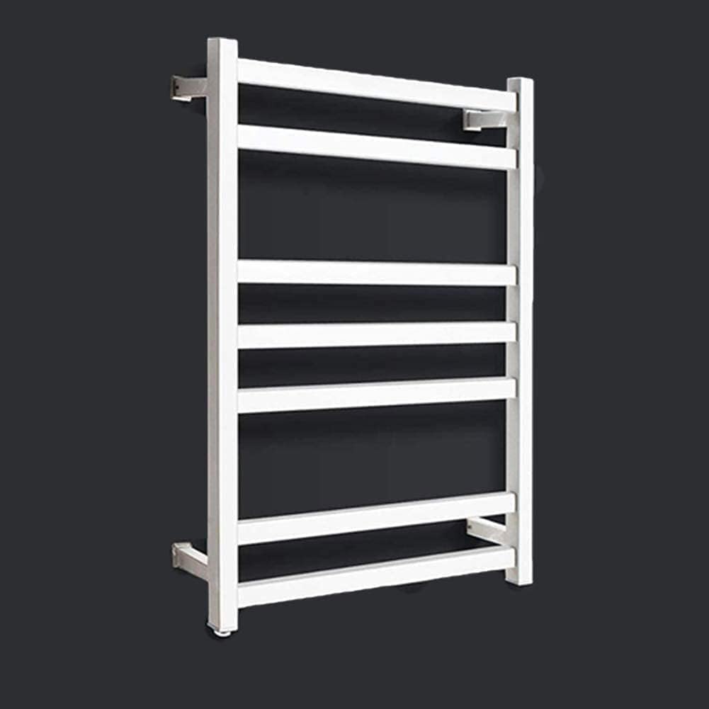 Electric Heated Towel Rail Wall Mounted Towel Rack for Home Bathroom 304 Stainless Steel White Finish Plug in or Wired Option Modern Towel Warmer