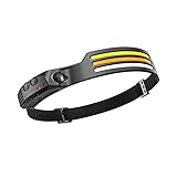 Veloray Stirnlampe LED Wiederaufladbar, 230° Weitwinkel IPX45, mit Bewegungsensor & Rotlicht & Weißes Licht & Gelbes Licht, 10 Modi Camping Lampe für Outdoor, Angeln, Wandern, Laufen, Notfall