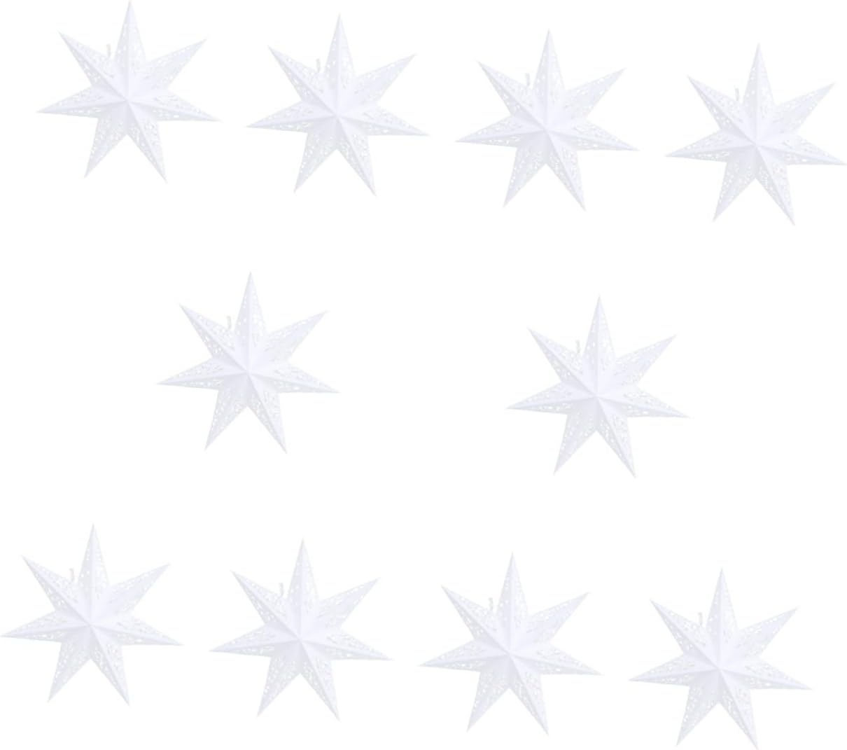 Zerodeko 10pcs Star Shaped Paper Lampshade Hollow Out Light Cover for Home and Festival Decoration Easy to Install White Light Cover for Bedrooms Weddings and Parties