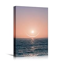Canvas Wall Art Sun Setting into The Ocean Coastal Multicolor Photography Relax/Calm Romantics Sunset - 12x18 inches
