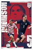 US Soccer - Antonee Robinson 26 Wall Poster, 22.4L" x 14.7W", White Framed Version