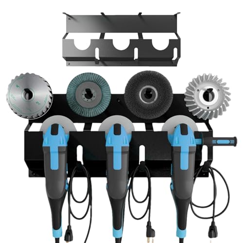 Luieonm Soporte de almacenamiento para amoladora angular de 4 pulgadas, 3 pulgadas, color negro, gancho montado en la pared, organizador de herramientas eléctricas con soporte de disco de amoladora