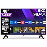 HKC Smart TV 40 Pouces (100 cm) FHD, sans Bord Connectée Télévision avec WiFi, Bluetooth, App Store, Triple Tuner(DVB T/T2, DVB C, DVB S/S2), AirPlay (H40Q1F V, 2026)
