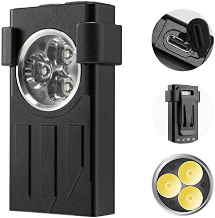 sayram 1100 Lumens Pocket Light, EDC Flashlight with Keychain, UV and Red Modes, Magnetic Base and Clip, Rechargeable Mini Light for Camping, Hiking, Emergency - Black