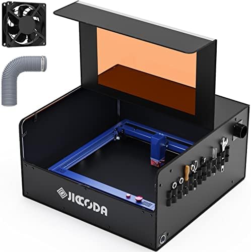 JICCODA Laser Engraver Enclosure,Large Size Fireproof and Dustproof Smoke Laser Cutter Machine Protective Cover with Vent,Isolates Fumes and Odors, Protects Eyes,28.3x27.6x14 INCH Accessories