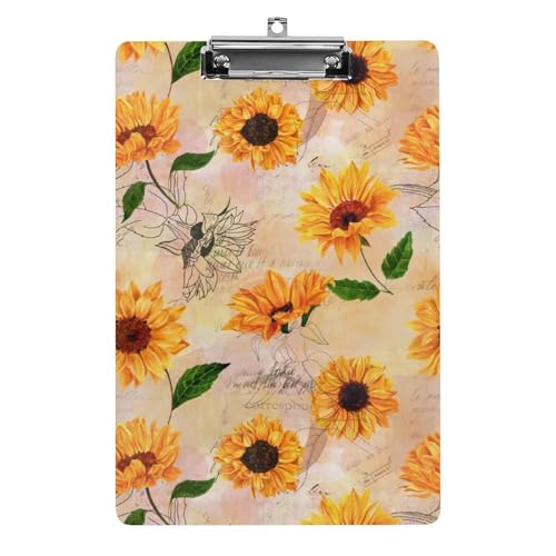クリップボード A4 縦型 レトロ 向日葵 ひまわり 花柄 ファイルボード 壁掛け 画板 書きやすい お会計ボード て持ち運びやす 文書整理 文房具 会議パッド 事務用品 メモ 学校 家庭用バインダー