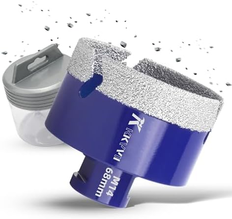Broca de Diamante 68mm Sierra Perforadora Cortador de Baldosas Brocas Porcelanico Vacío Soldadura con Rosca M14 para Porcelanico Cerámica Mármol Granito