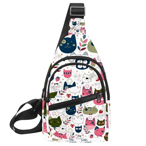 Mochila bandolera de mujer multicolor 10. con estampado de tiburón azul y gafas