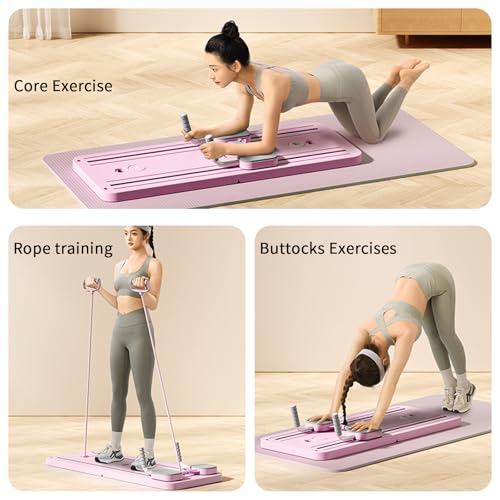 Pilates Reformer Compact, 4-in-1 pilates, opvouwbaar, push-up-buikwiel stuitert automatisch timer, buikplank, pilates, multifunctioneel, voor thuis en in de sportschool - Afbeelding 5