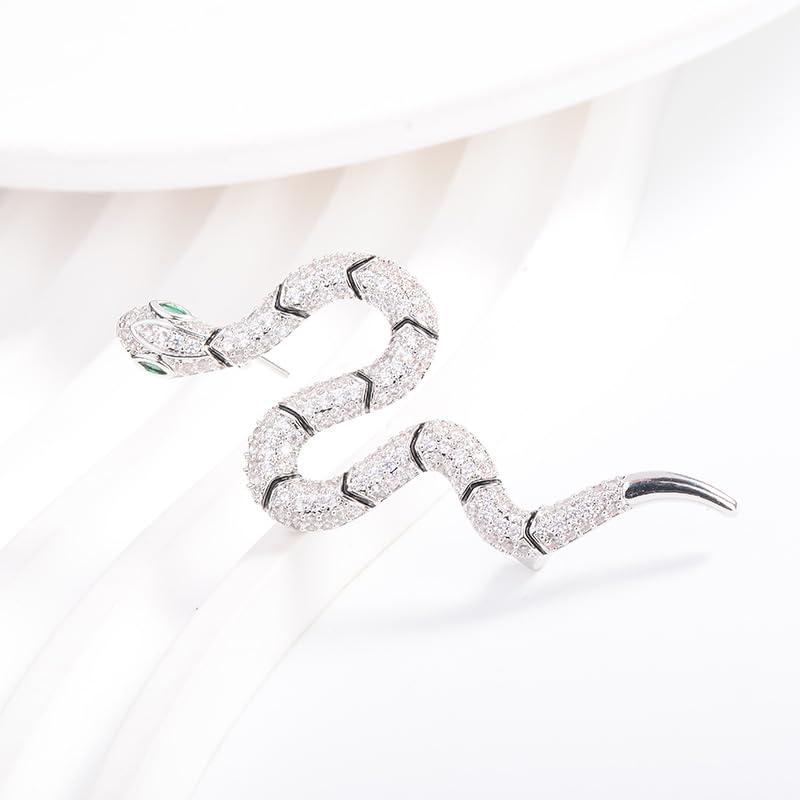 Image of Gold Snake Brooches Pins for Women Men Statement Snake Enamel Lapel Pins Crystal Rhinestone Accessories Powerful Animal Insect Clothing Coat Jacket Lapel Jewelry Gifts