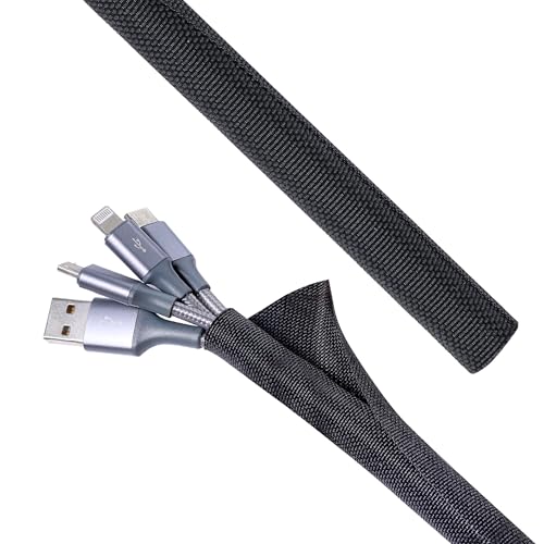 Schwarze geflochtene Kabelführungshülsen, Drahtgeflecht, selbstwickelnd, Kabeldurchführung, 1,9 cm (3/8 Zoll)