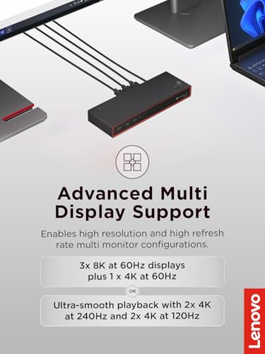 Image of Lenovo ThinkPad Thunderbolt 5 Smart Dock 7500, 120Gbps Data Transfer, 180W Power Delivery, Multiple Display Support, 2.5Gbps Ethernet, Black