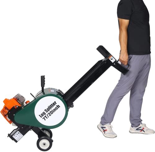 Donext 20" Double Flywheel Log Splitter, 7-Ton Splitting Force,Compact Horizontal Design,Electric & Gas-Powered, Auto Return,63cc Engine, for Firewood Splitting, for Forestry Harvesting,Green