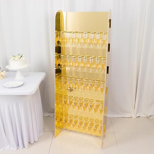 Tableclothsfactory Gold Mirror Finish 5-Tier Wine Glass Stemware Rack, 40 Champagne Flute Holder Foam Board Wall Stand - 5ft for Party & Decorations - Thumbnail 5
