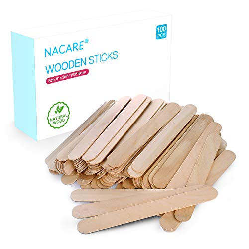 Nacare 100 Pezzi Bastoncini Artigianali in Legno Naturale Spatole di Cera in Dimensioni 150 x 18 x 1 mm