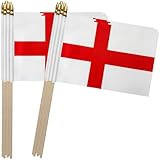 TSMD England Stick Flag English Small Mini Hand Held Flags,5x8 Inch,12 Pack