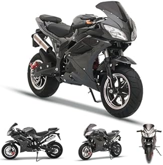 pofluany 50CC Mini Motorcycle for Adults [Mini Size], 4-Stroke Mini Dirt Bike, Gas Power Pocket Rocket Bike, Miniature Kid Dirt Bike, Up to 30MPH, Trail Mini Bike Max Load 400Lbs Black