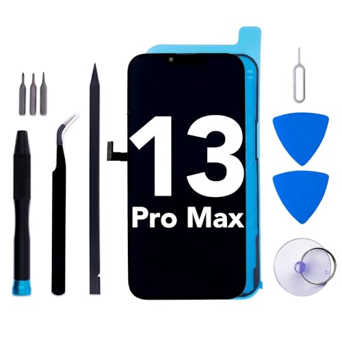 for iPhone 13 Pro Max Screen Replacement Kit 6.7 LCD Display 3D Touch Digitizer Assembly with Repair Tools and Frame Sealant Adhesive (Model A2643/A2484/A2641/A2644/A2645)