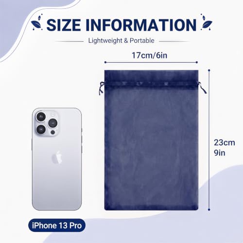 Image of FUNFERY 100PCS Navy Blue Organza Gift Bags 6x9in,Drawstring Jewelry Pouch