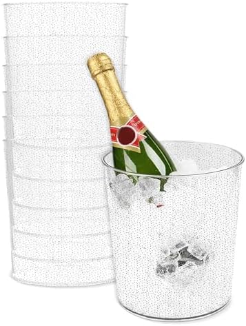 Tiawudi 6 Pack Ice Bucket, Plastic Wine Chiller For Champagne Beverage Soda And Beer Wine Bottle Cooler Ice Tub Multiuse Clear Bucket As Vase Flower Pot Or Trash Bin - View #11