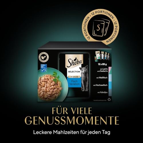 Sheba Selection Katzen Nassfutter im Portionsbeutel Fisch Variation (MSC) in Sauce Multipack 4x12x85g
