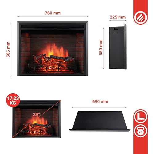 KAMINIO Electric Fireplace LUCA - Built-in Electric Fireplace with Heater, 3D Flame Effect, 12 Flame Colors, Remote Control - Image 7