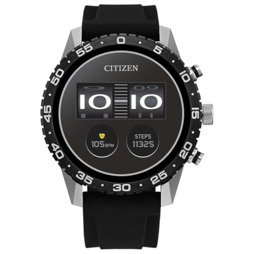 Citizen CZ Smart PQ2 44MM Sport Smartwatch with YouQ App with IBM Watson® AI and NASA Research, Wear OS by Google, HR, GPS, Fitness Tracker, Amazon Alexa™, iPhone Android Compatible, IPX6 Rating by CITIZEN - Used condition - US$128.86