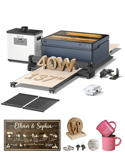 WECREAT Vision 40W Laser Engraver and Cutter Machine with Automatic Conveyor Feeder, Fume Extractor, 4-in-1 Rotary, Air Assist, Laser Bed for DIY Engraving and Cutting Acrylic Wood Metal Leather