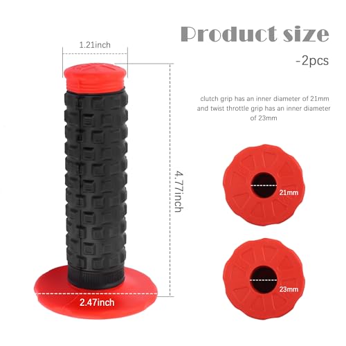 Dirt Bike Grips,7/8\'\' Motorcycle Grips,Non-Slip Motorcycle Parts Motorcycles Handlebar Grip,PU Pro Taper Pillow Top Grip Dirtbike Accessory for Handle Bar (Red) - Thumbnail 2