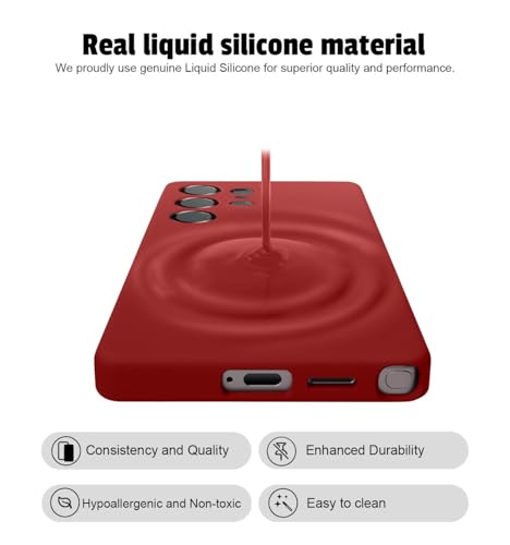 Image of LIRAMARK Liquid Silicone Soft Back Cover Case for Samsung Galaxy S25 Ultra 5G (Red)