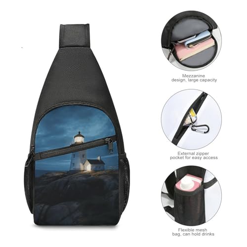 Bolso tipo bandolera para mujer y hombre pequeño con diseño faro miniatura 4