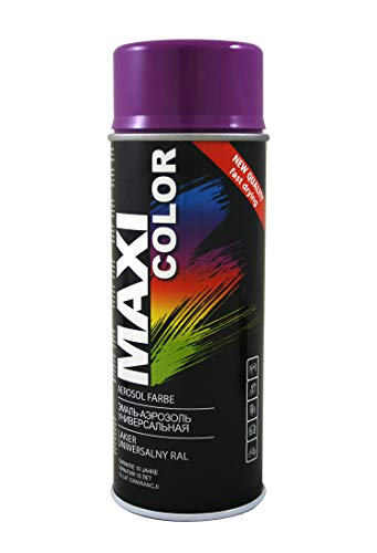 Maxi Color NEW QUALITY Sprühlack Lackspray Glanz 400ml Universelle spray Nitro-zellulose Farbe Sprühlack schnell trocknender Sprühfarbe (RAL 4008 signalviolett/violett glänzend)