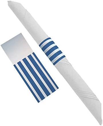 The French Concept Decorative Self-Adhesive Paper Napkin Bands (Blue and White, 120)